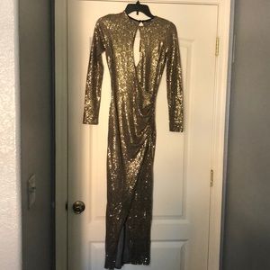 Fashion Nova gold sequin long dresss
